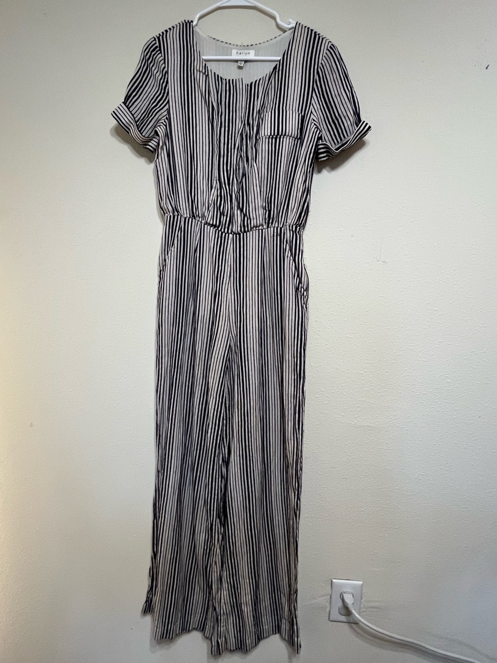 Harlyn Anthropologie Womens Linen Striped Wide Leg
Jumpsuit